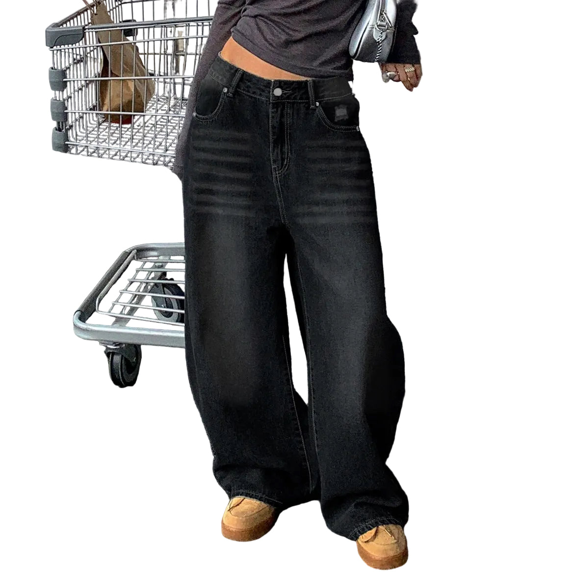 WOMEN WASHED WIDE-LEG DENIM