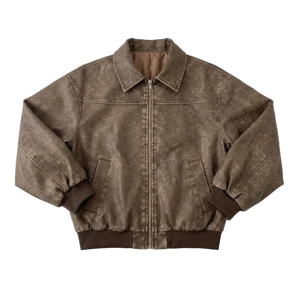 DISTRESSED LEATHER MOTO JACKET