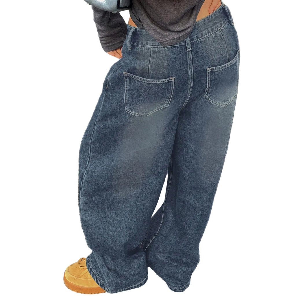 WOMEN WASHED WIDE-LEG DENIM