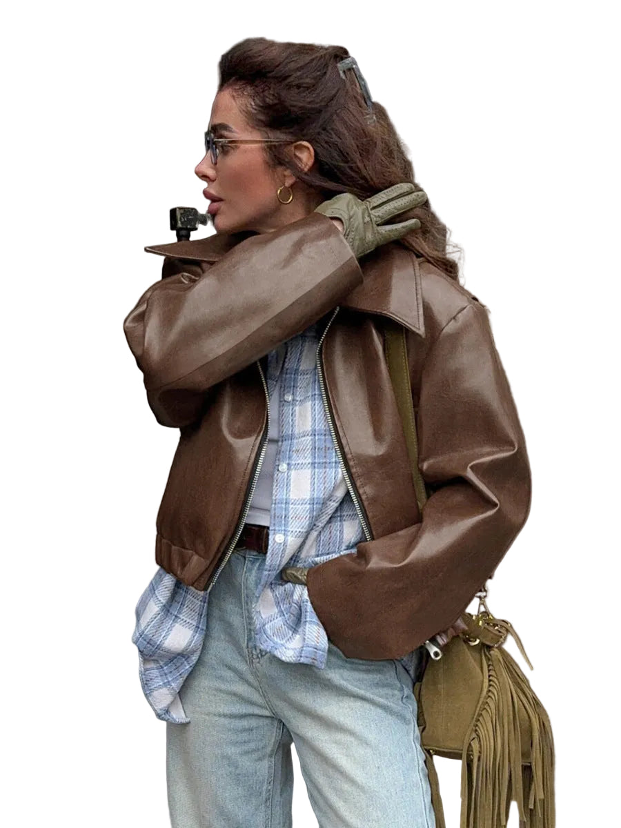 RETRO BIKER MATTE LEATHER JACKET