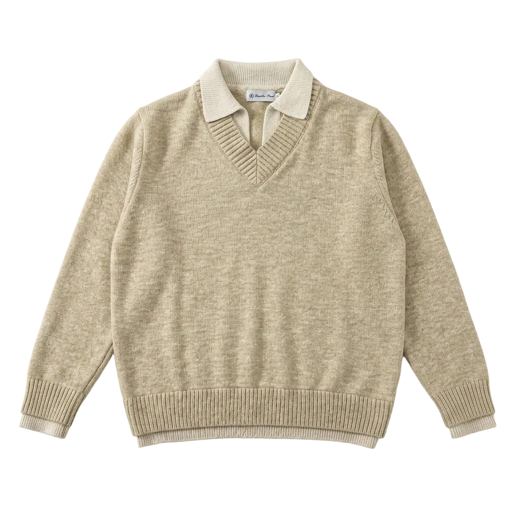 LAYERED V-NECK POLO KNIT