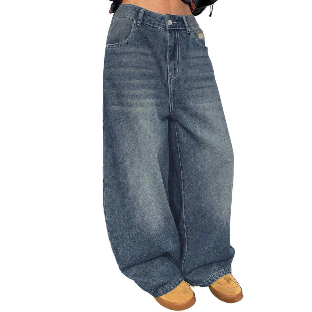 WOMEN WASHED WIDE-LEG DENIM