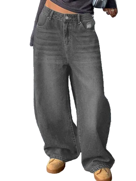 WOMEN WASHED WIDE-LEG DENIM