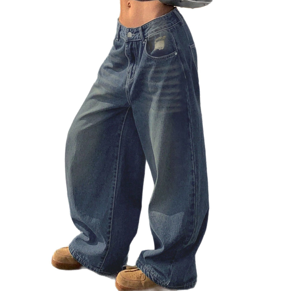 WOMEN WASHED WIDE-LEG DENIM